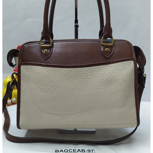 Dooney & Bourke Ivory Pebbled Leather Top Handle Satchel Bag - VTG Made in USA - Picture 2 of 16